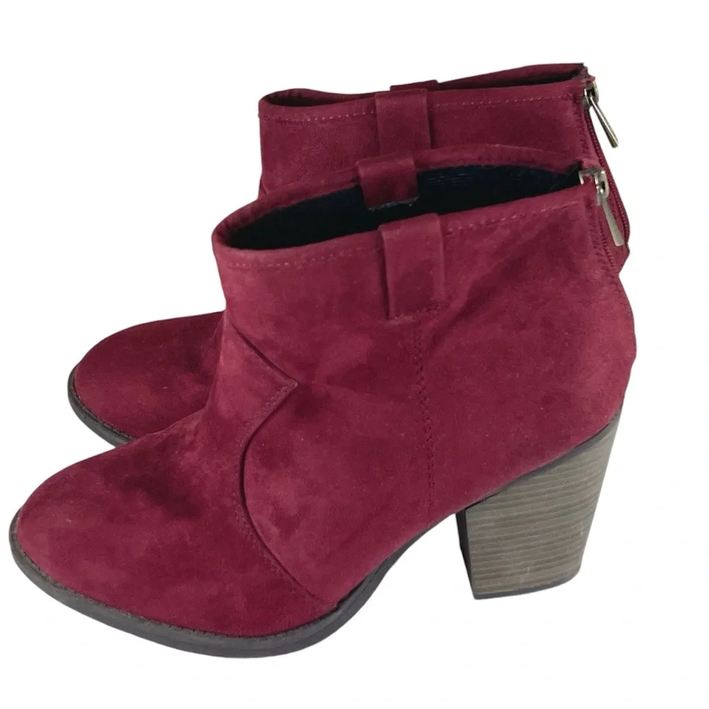 Soda Western Faux Suede Ankle Boots Size 10 in Burgundy Fall / Autumn Bo…